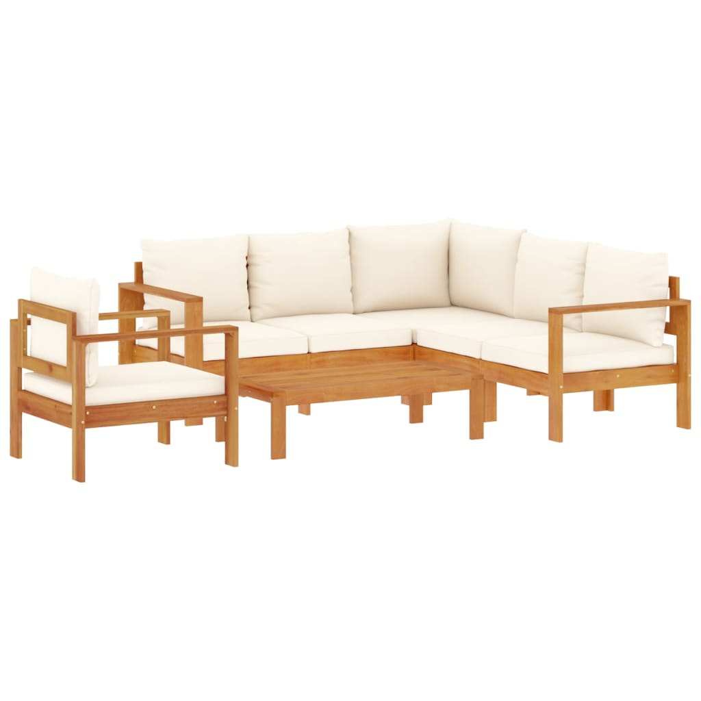 5 Piece Garden Sofa Set with Cushions Solid Wood Acacia