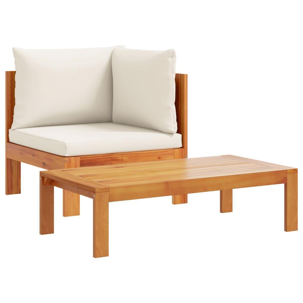 5 Piece Garden Sofa Set with Cushions Solid Wood Acacia