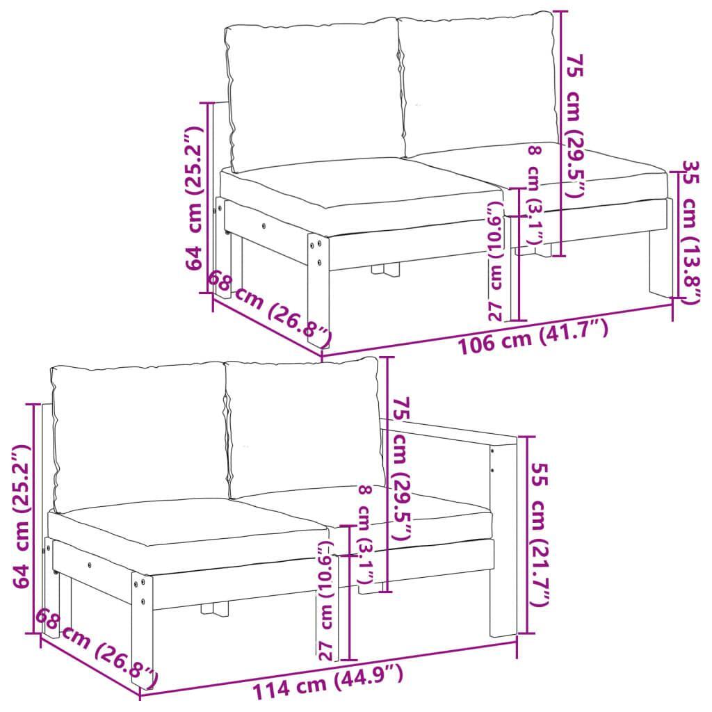 5 Piece Garden Sofa Set with Cushions Solid Wood Acacia