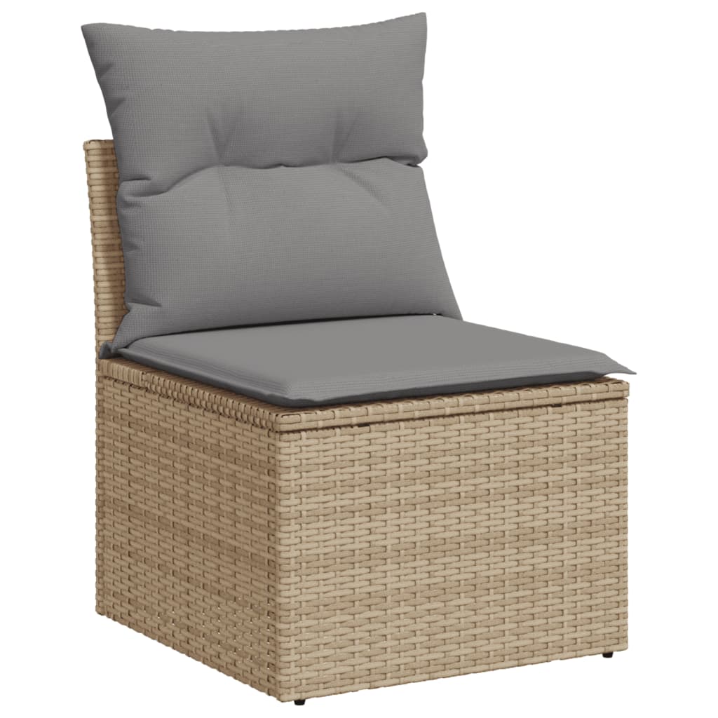 3 Piece Garden Sofa Set with Cushions Mix Beige Poly Rattan