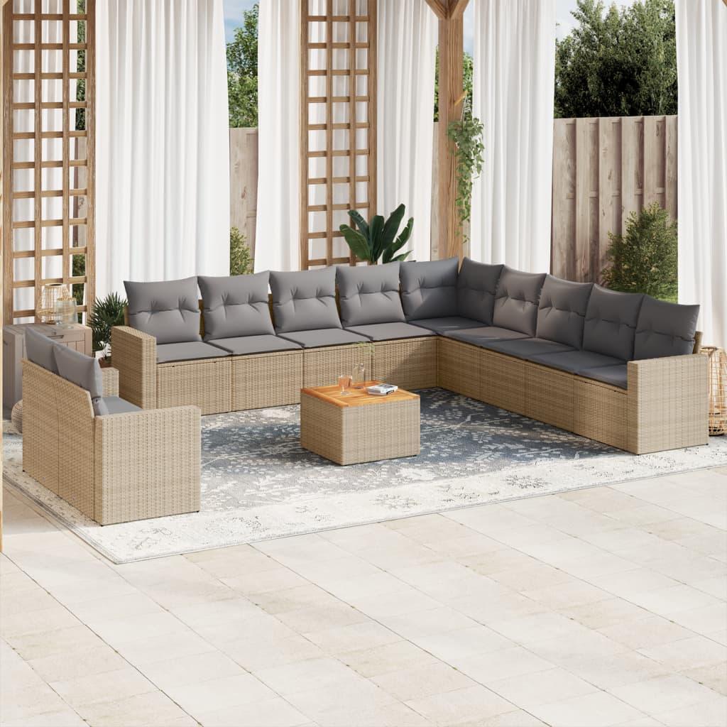 Patio Sofa Set 12-Seaters Mix Beige and Light Grey