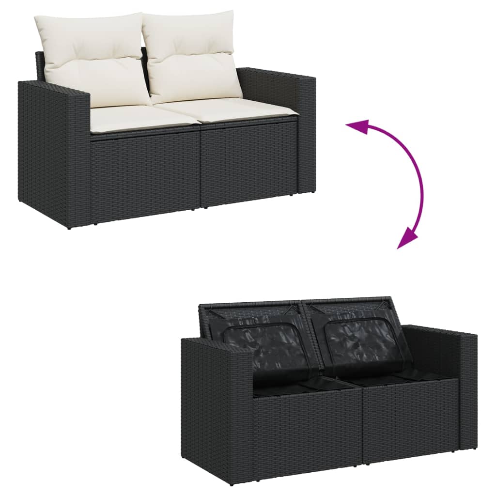 12 Piece Garden Sofa Set with Cushions Black Poly Rattan