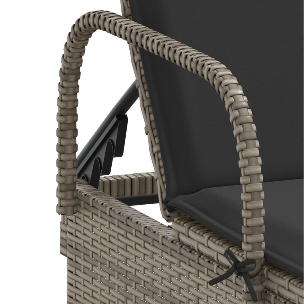 Sun Loungers with Cushions 2 pcs Grey Poly Rattan