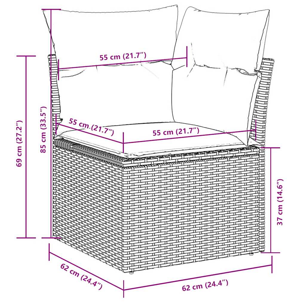 11 Piece Garden Sofa Set with Cushions Black Poly Rattan