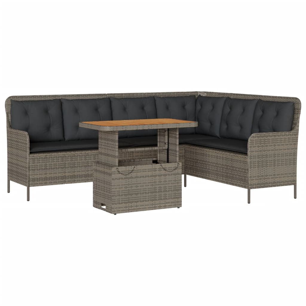2 Piece Garden Sofa Set with Cushions Grey Poly Rattan