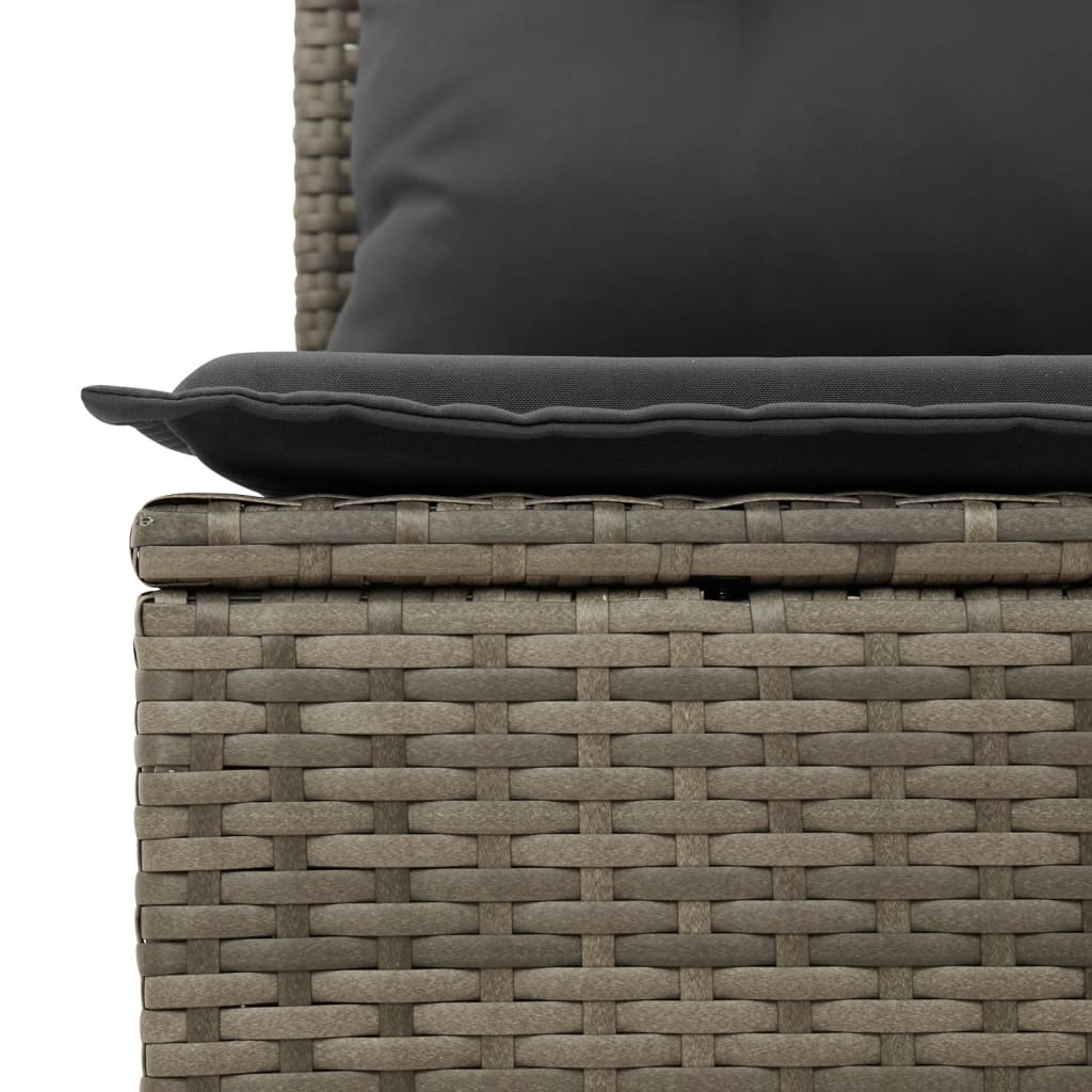 4 Piece Garden Lounge Set with Cushions Grey Poly Rattan
