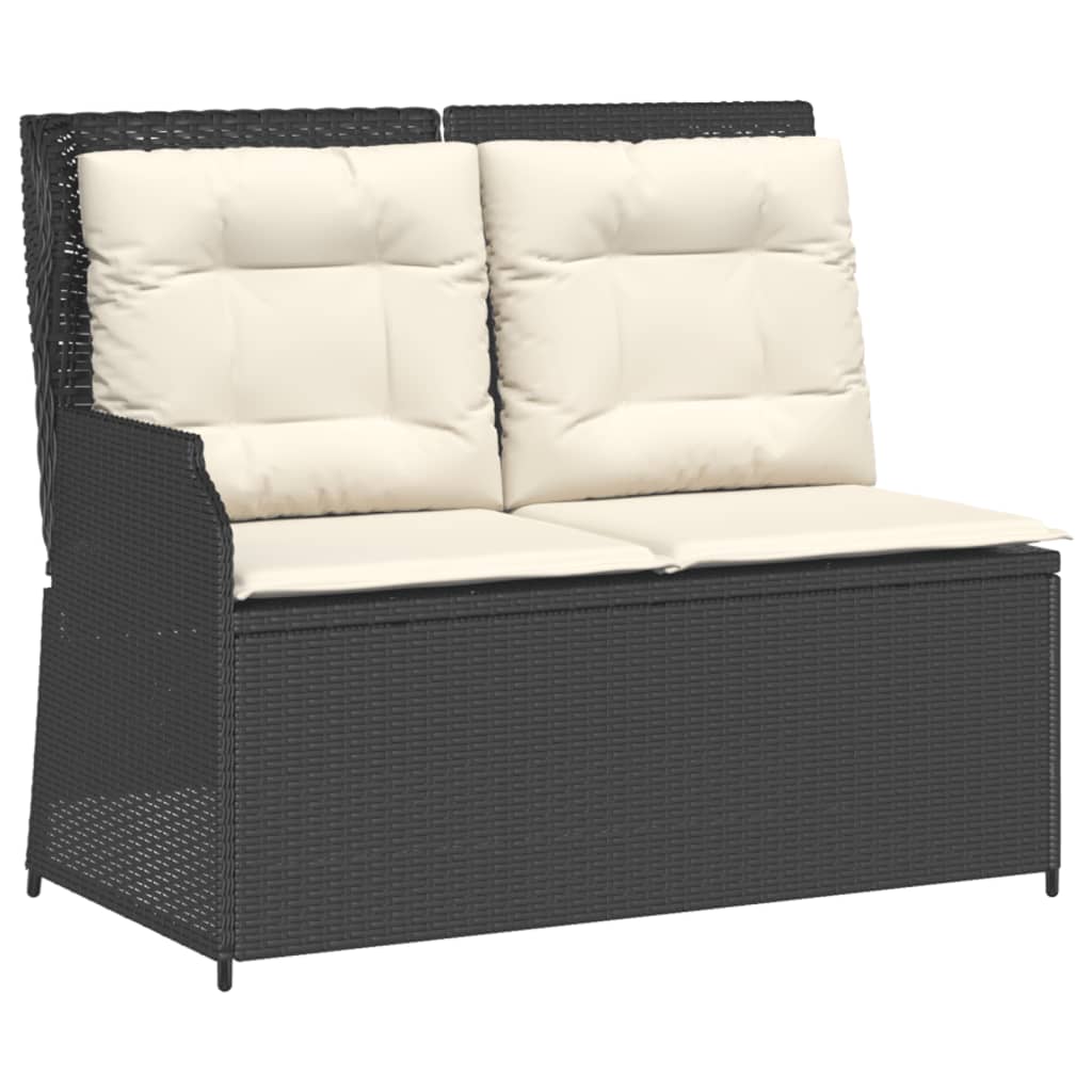 3 Piece Garden Sofa Set with Cushions Black Poly Rattan
