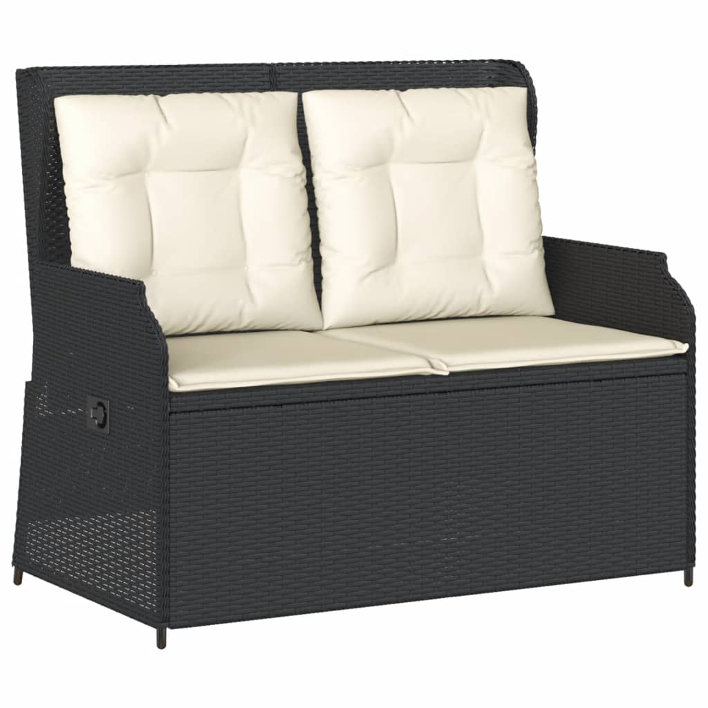3 Piece Garden Lounge Set with Cushions Black Poly Rattan
