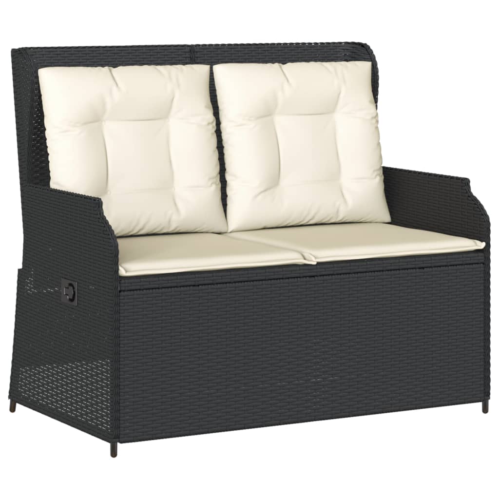3 Piece Garden Lounge Set with Cushions Black Poly Rattan