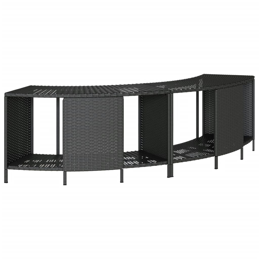 Hot Tub Surround Black Poly Rattan and Solid Wood Acacia