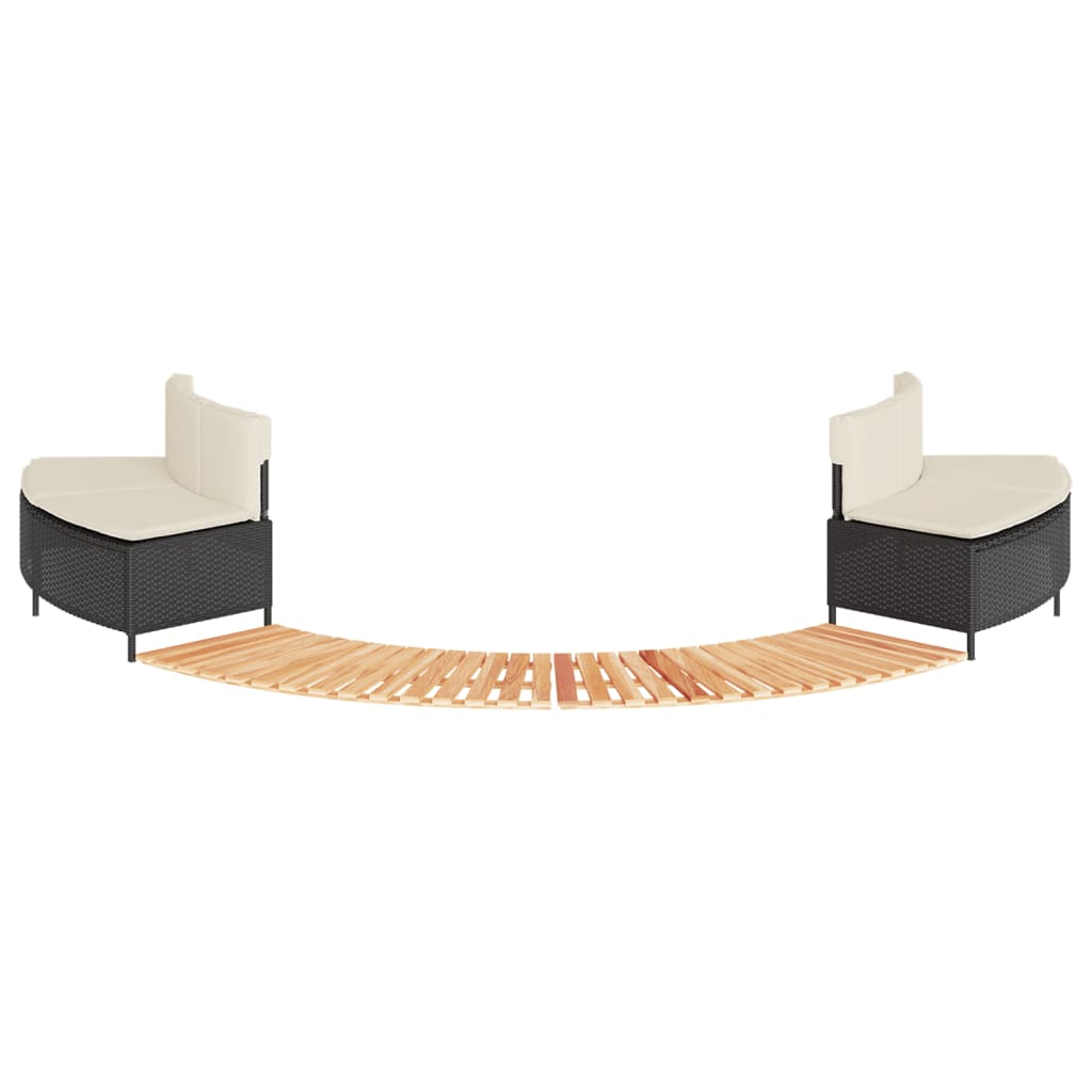 Hot Tub Surround Black Poly Rattan and Solid Wood Acacia