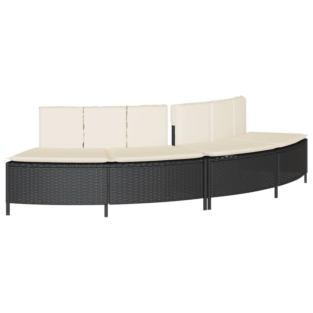Hot Tub Surround Black Poly Rattan and Solid Wood Acacia