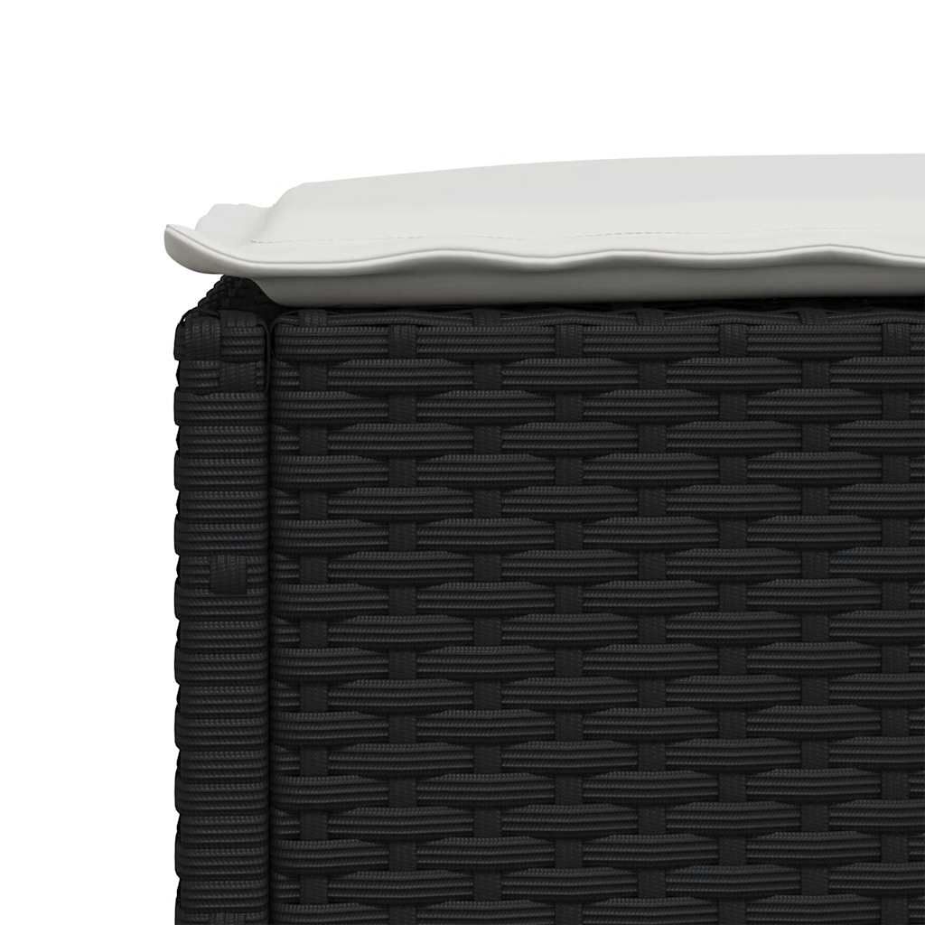 5 Piece Garden Sofa Set with Cushions Black Poly Rattan