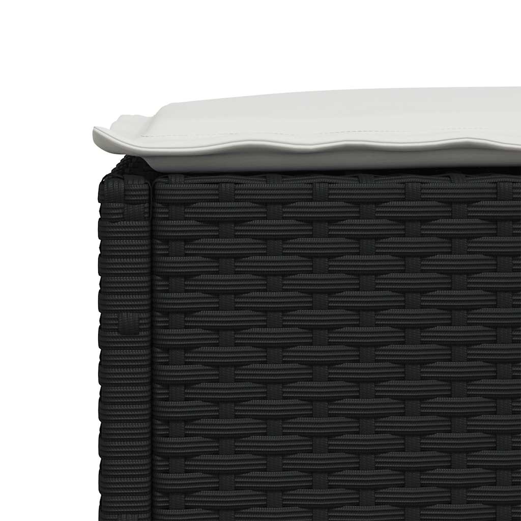 7 Piece Garden Sofa Set with Cushions Black Poly Rattan