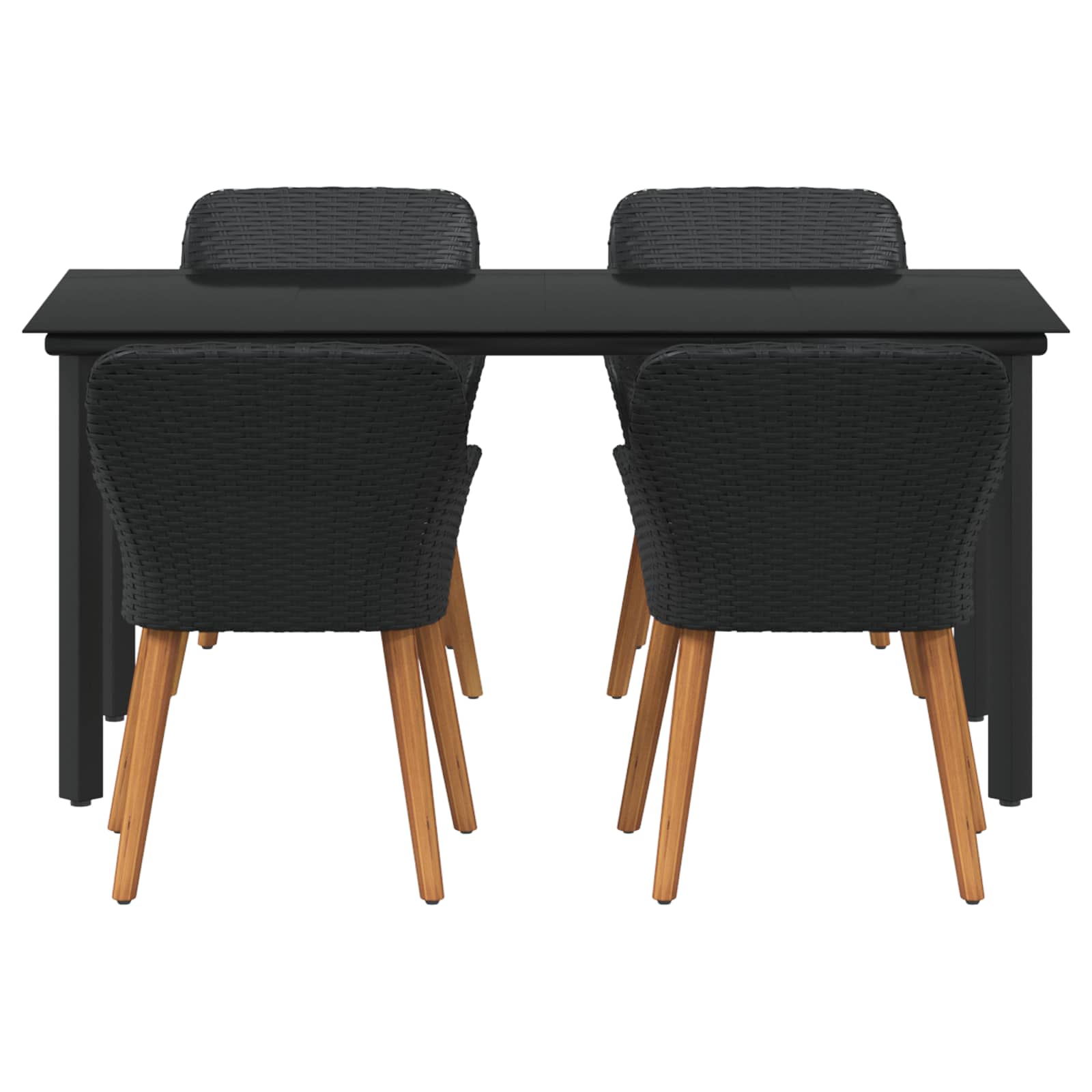 Garden Dining Set with Cushion 5 pcs Black Poly Rattan