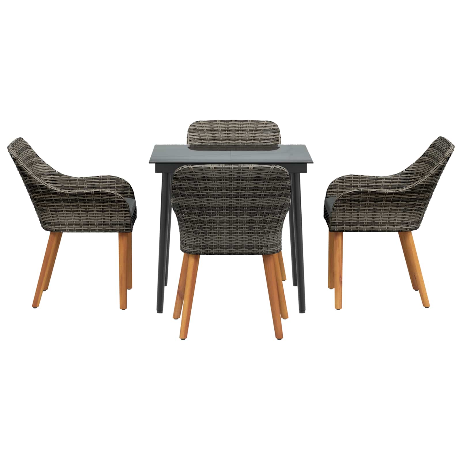 Garden Dining Set with Cushion 5 pcs Grey Poly Rattan