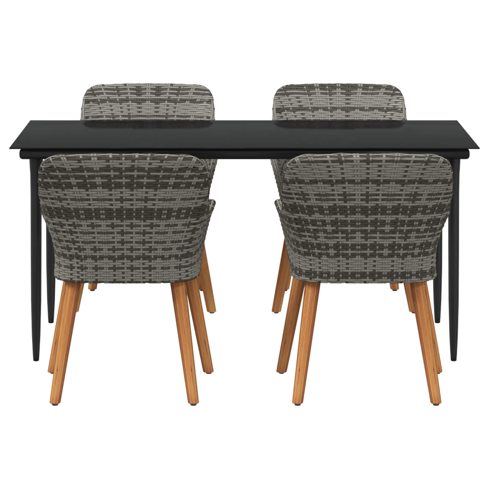 Garden Dining Set with Cushion 5 pcs Grey Poly Rattan