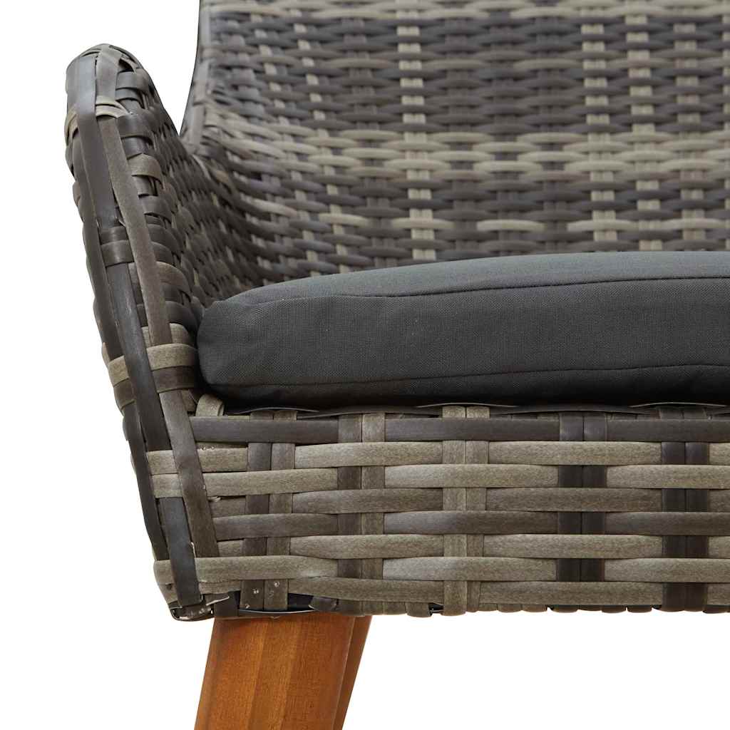 Garden Dining Set with Cushion 3 pcs Grey Poly Rattan