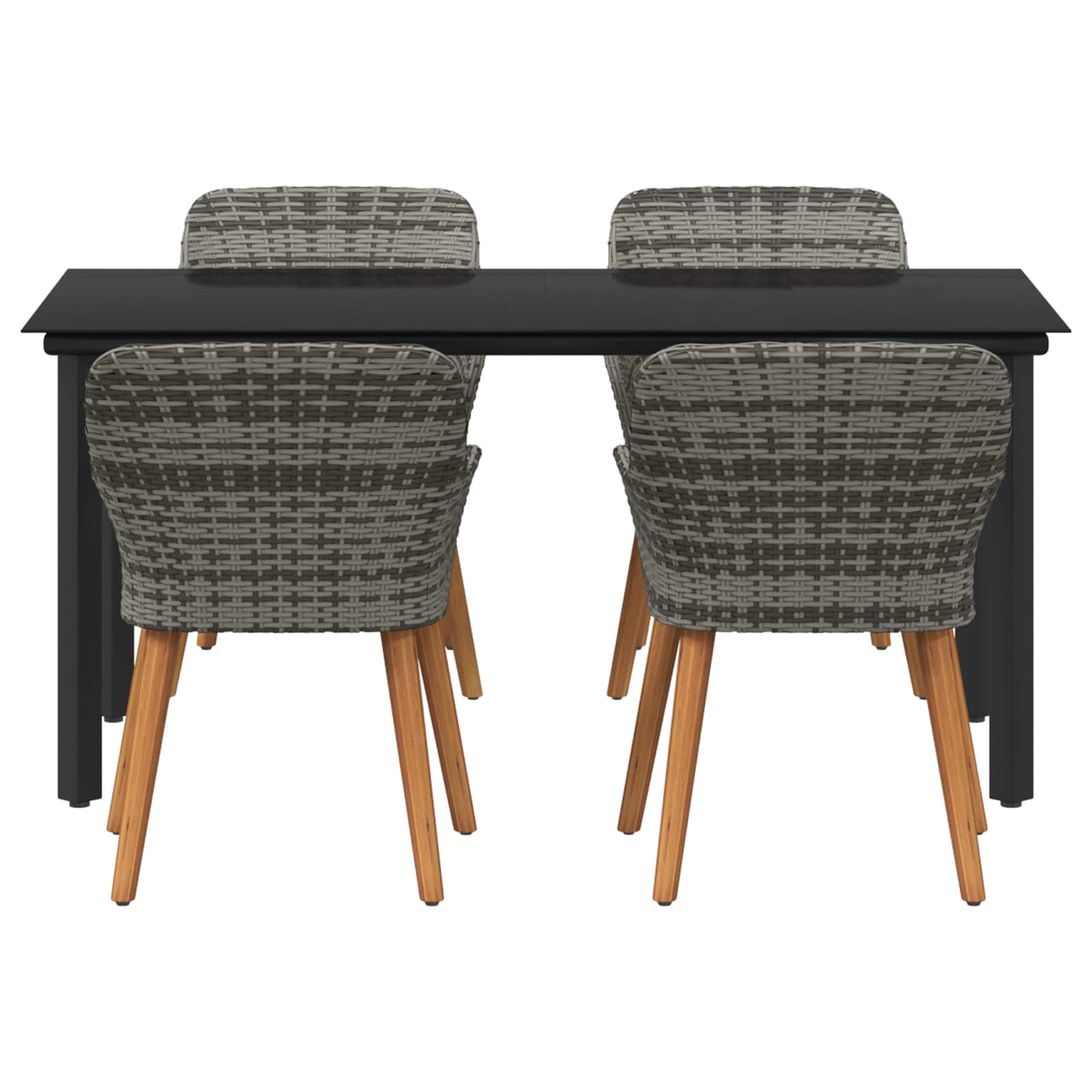 Garden Dining Set with Cushion 5 pcs Grey Poly Rattan