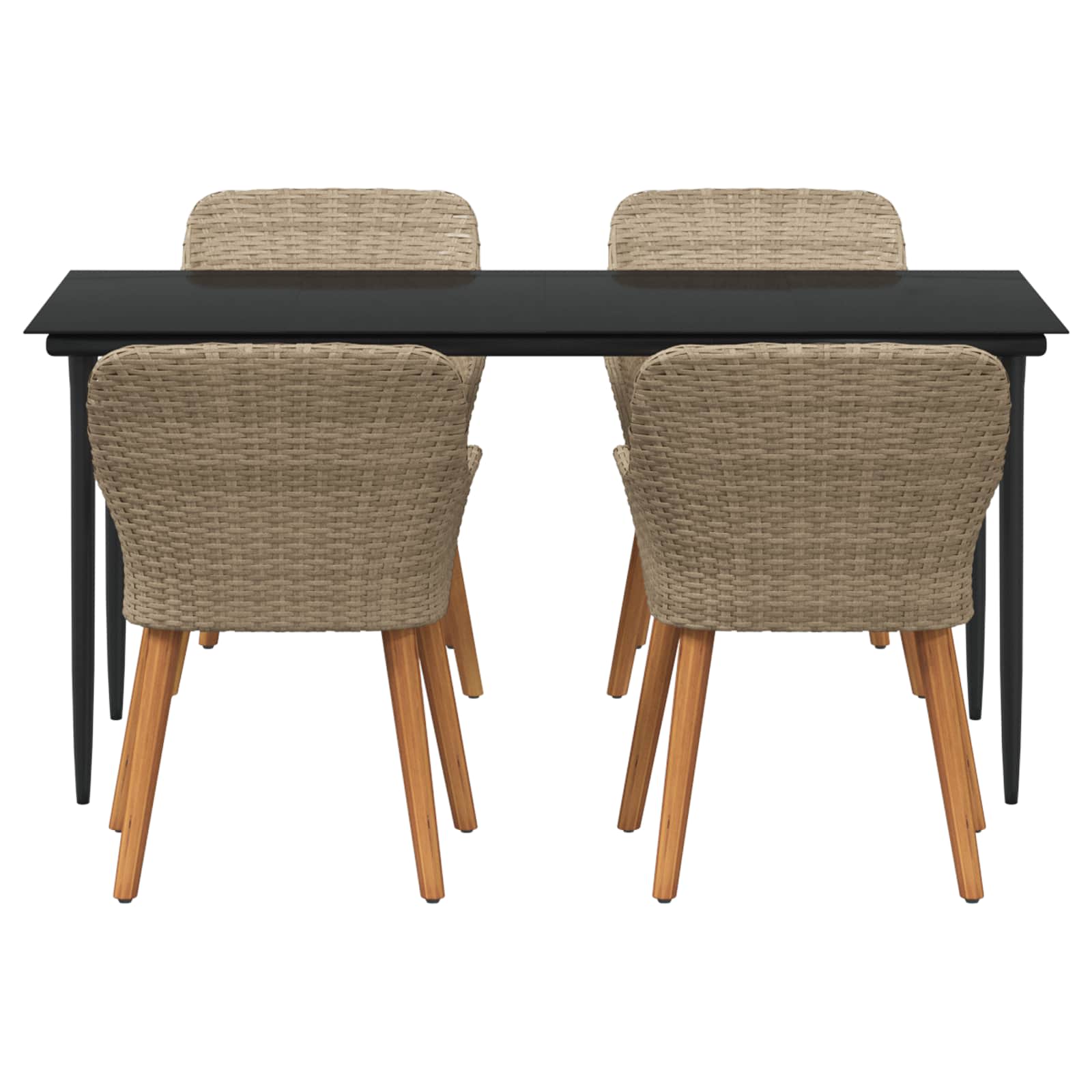 Garden Dining Set with Cushion 5 pcs Beige Poly Rattan