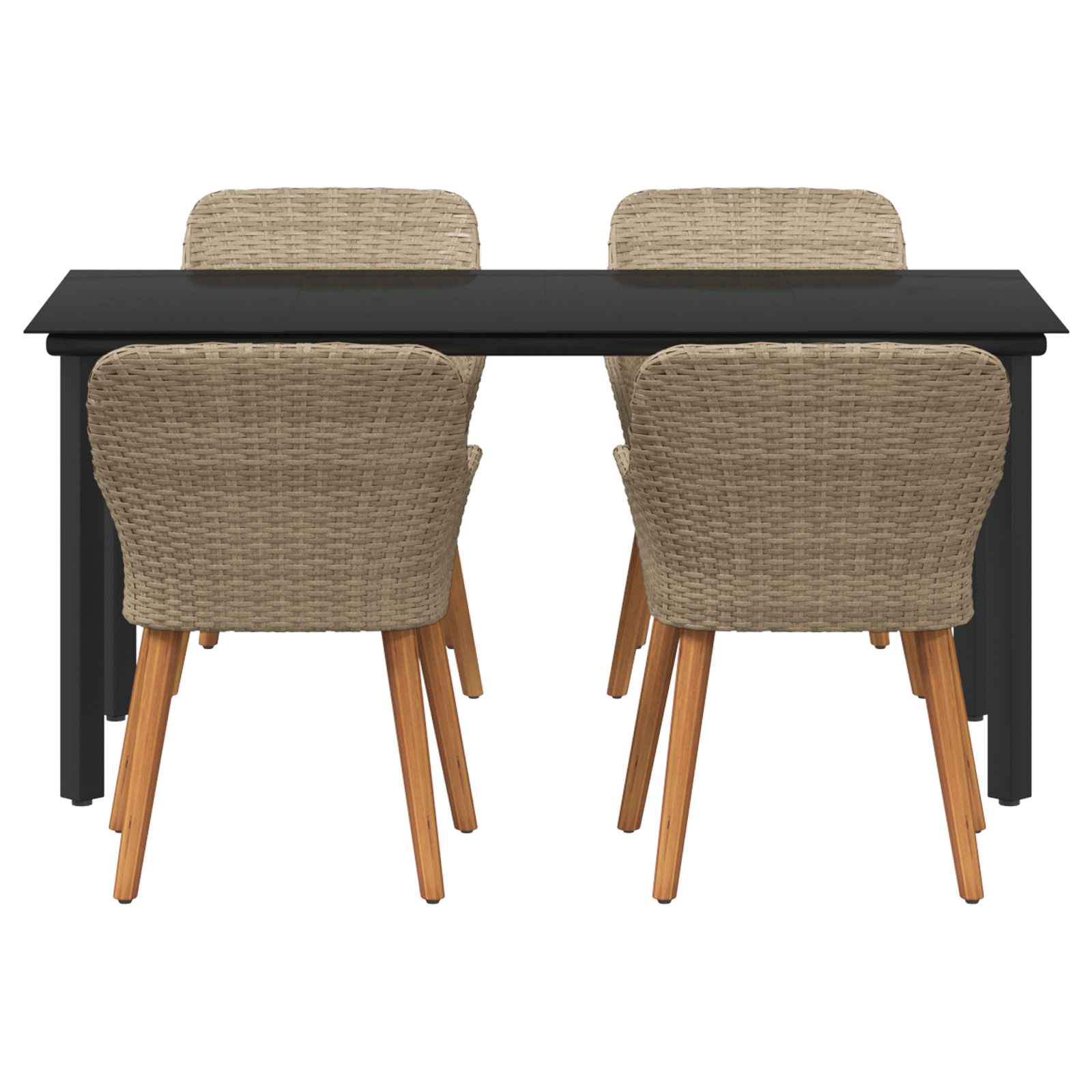 Garden Dining Set with Cushion 5 pcs Beige Poly Rattan