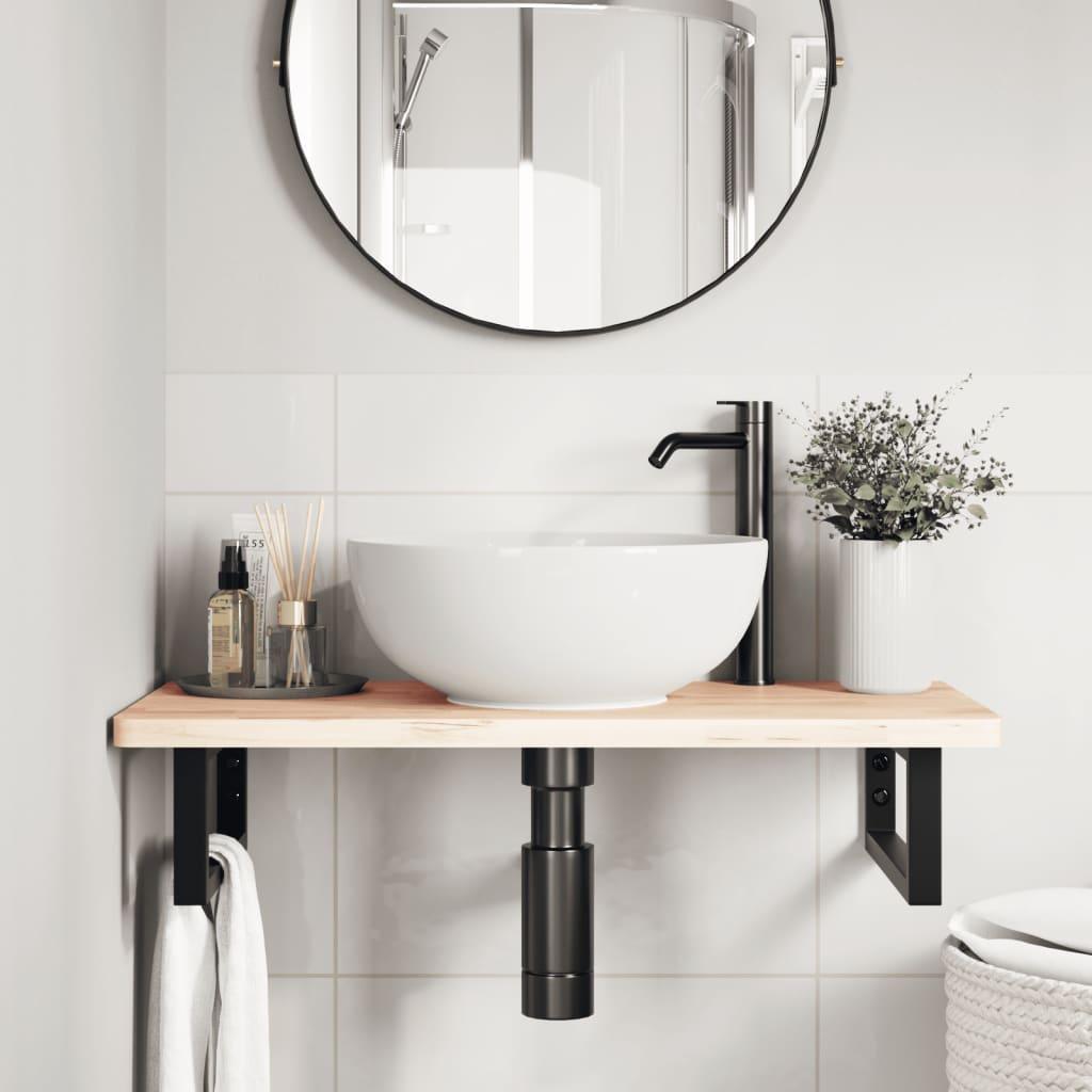 Shelf Brackets for Washbasin 2 pcs Black Rectangular Steel