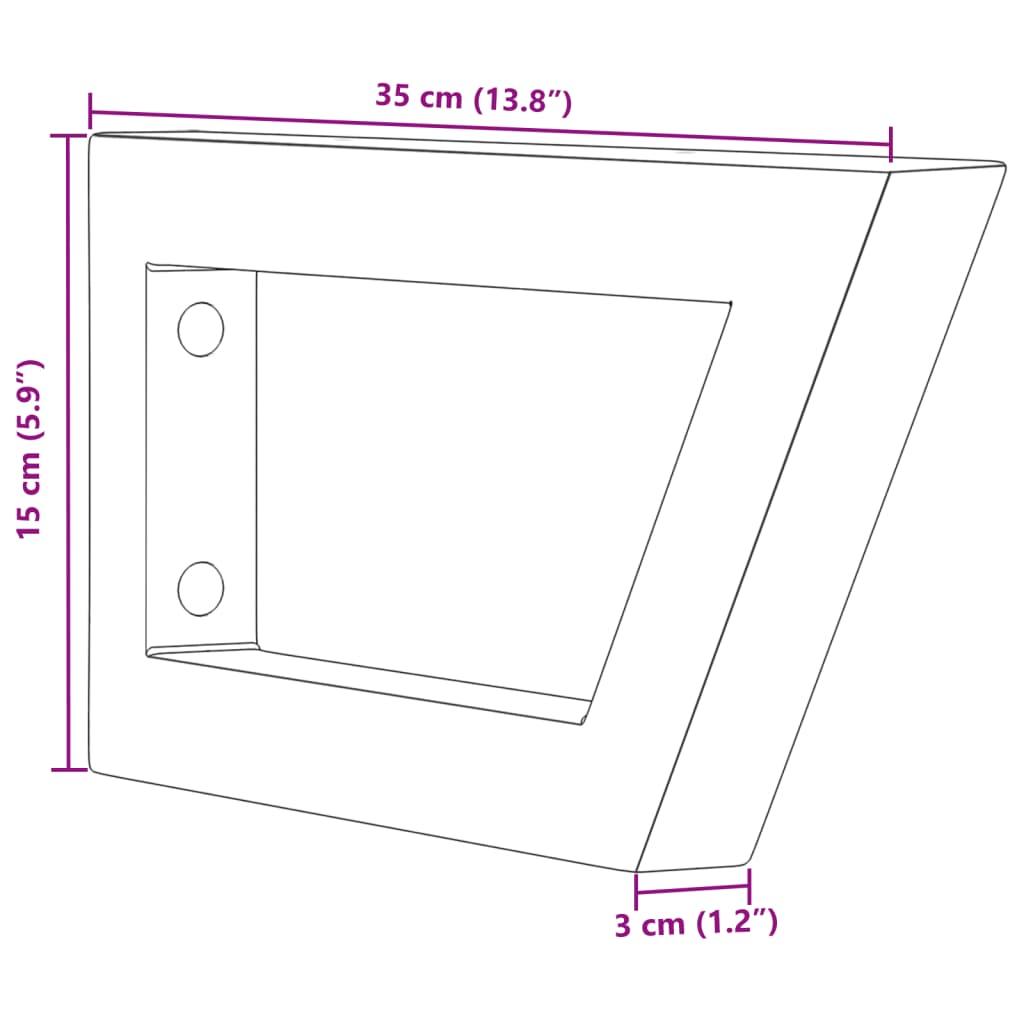 Shelf Brackets for Washbasin 2 pcs Black Trapezium Steel