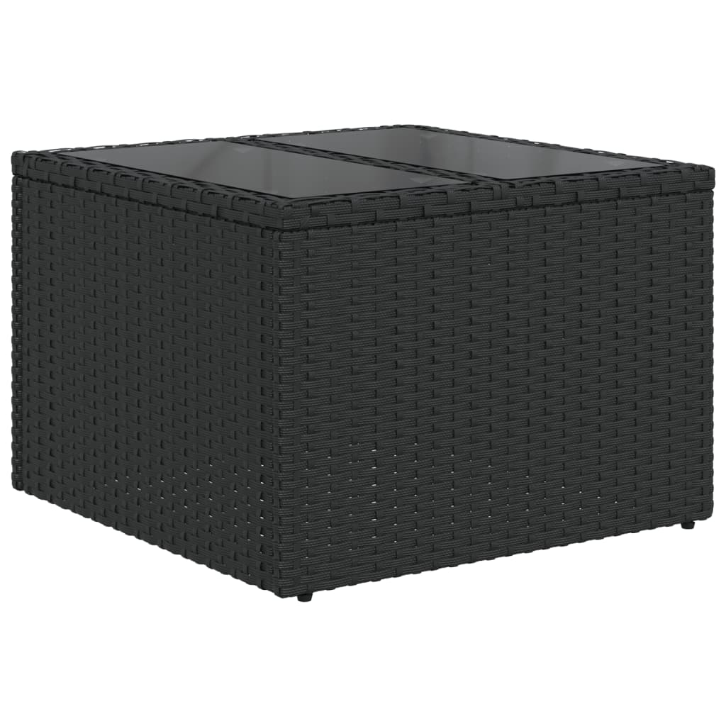 2 Piece Garden Sofa Set with Cushions Black Poly Rattan&Glass