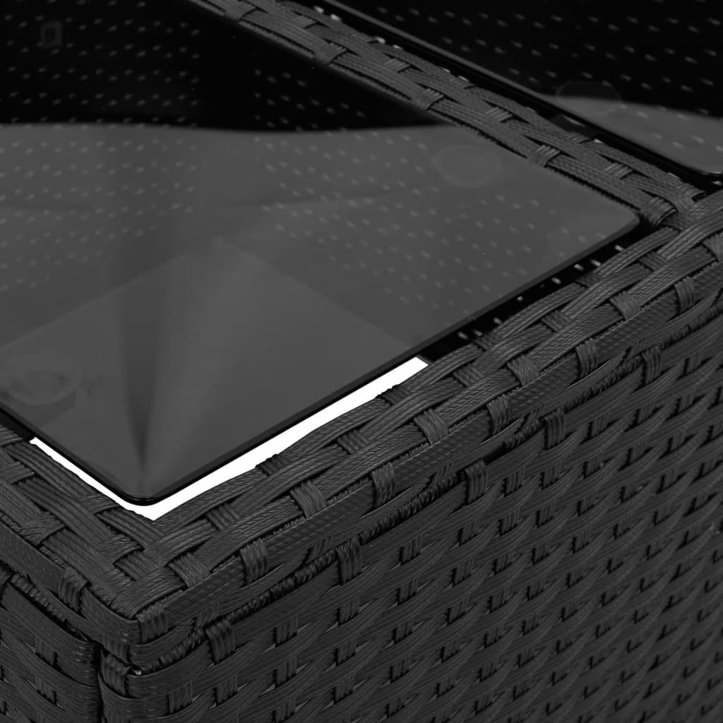 2 Piece Garden Sofa Set with Cushions Black Poly Rattan and Glass