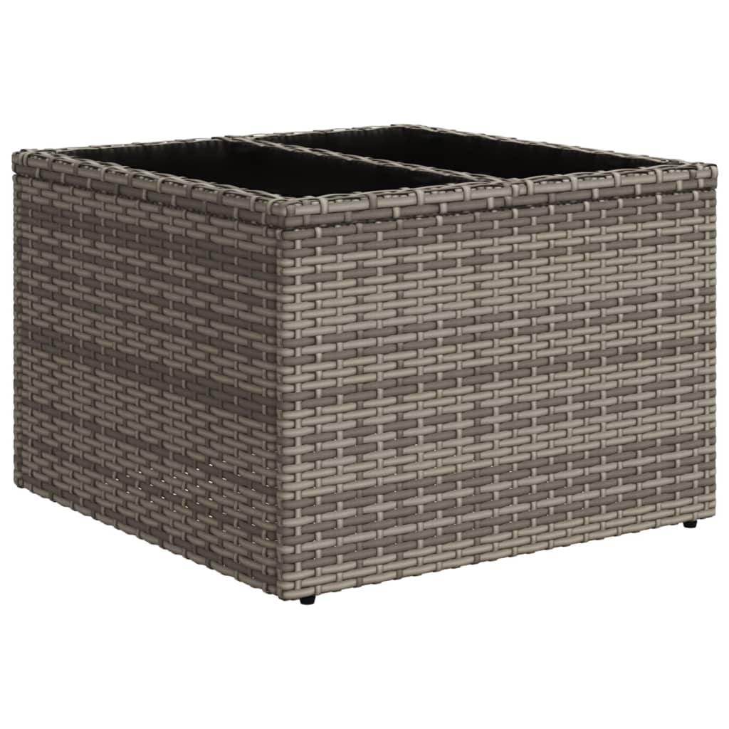 2 Piece Garden Sofa Set with Cushions Grey Poly Rattan&Glass