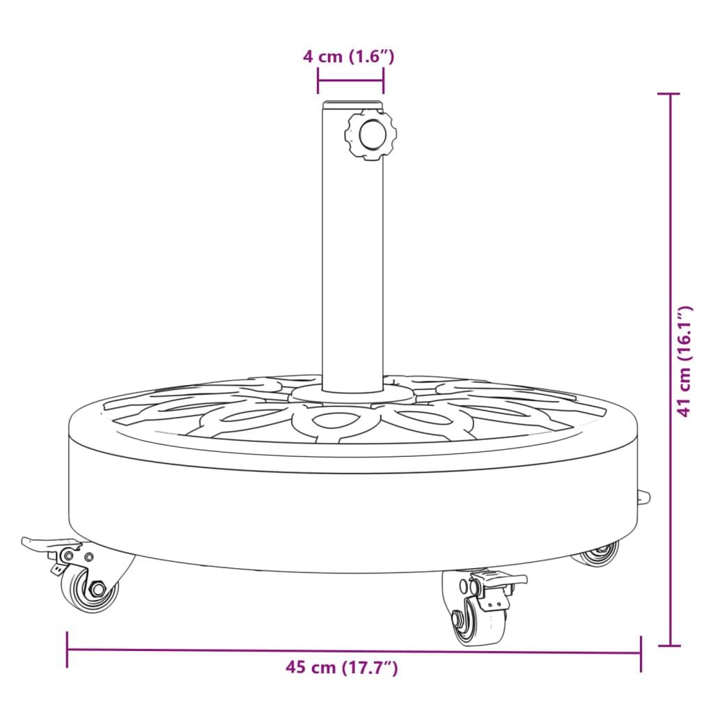 Parasol Base with Wheels for Ø38 / 48 mm Poles 27 kg Round