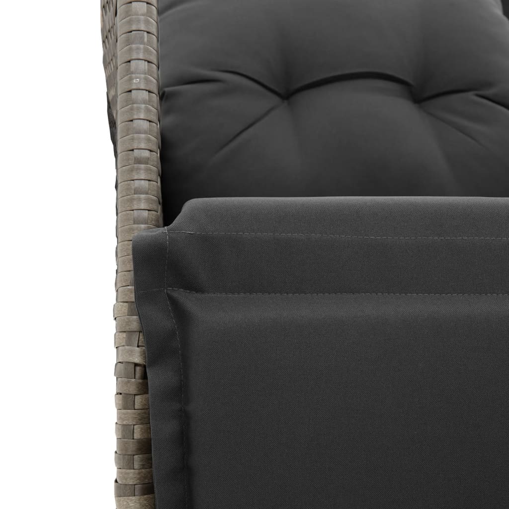 9 Piece Garden Dining Set with Cushions Grey Poly Rattan