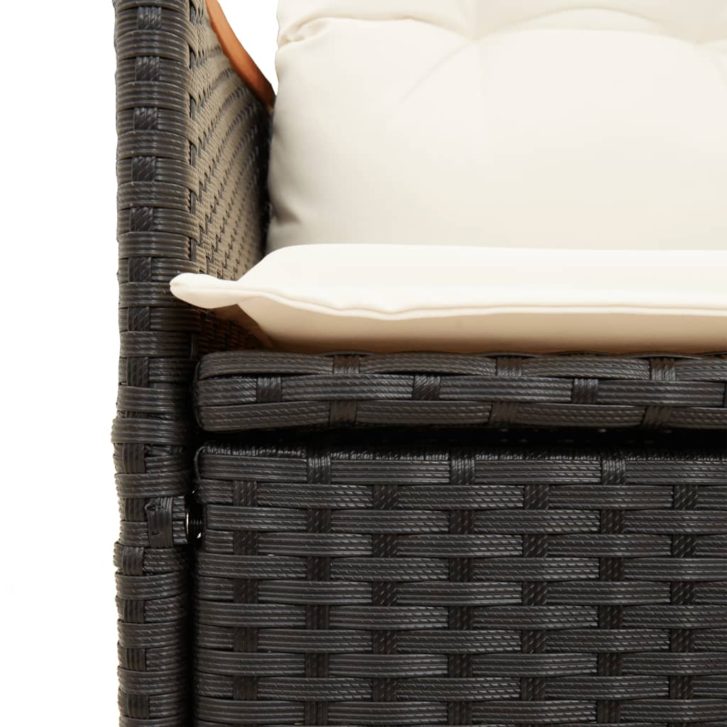 9 Piece Garden Bistro Set with Cushions Black Poly Rattan