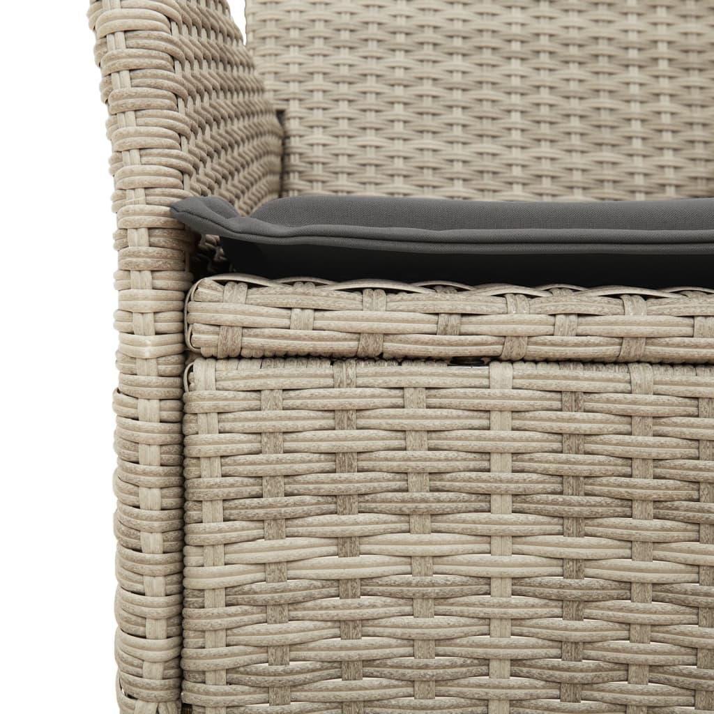5 Piece Garden Dining Set with Cushions Light Grey Poly Rattan and Glass