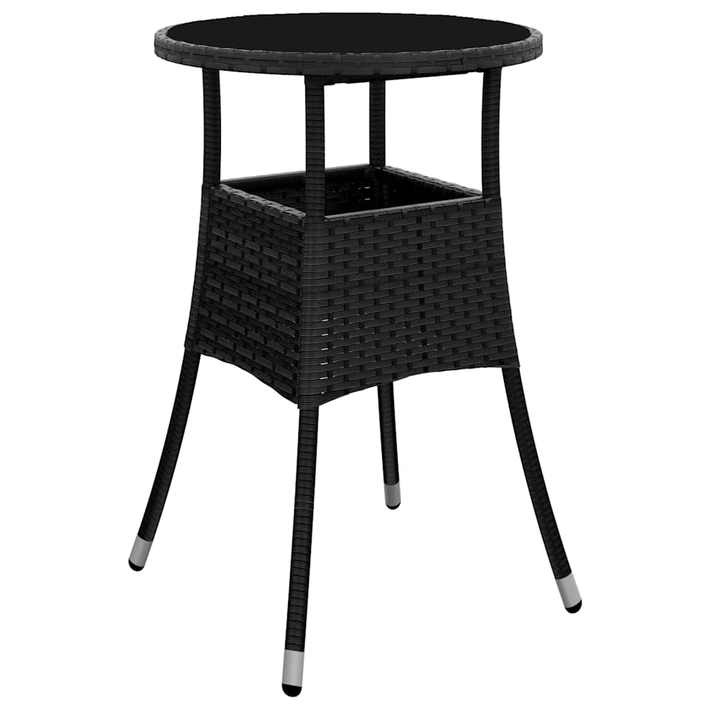 5 Piece Garden Dining Set with Cushions Black Poly Rattan and Glass