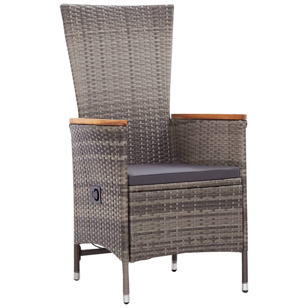 9 Piece Garden Dining Set with Cushions Grey Poly Rattan