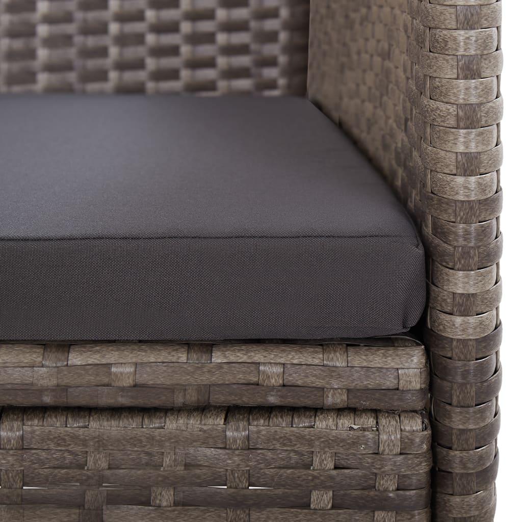 9 Piece Garden Dining Set with Cushions Grey Poly Rattan