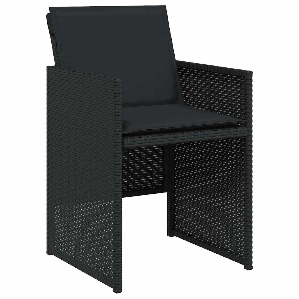 13 Piece Garden Dining Set with Cushions Black Poly Rattan