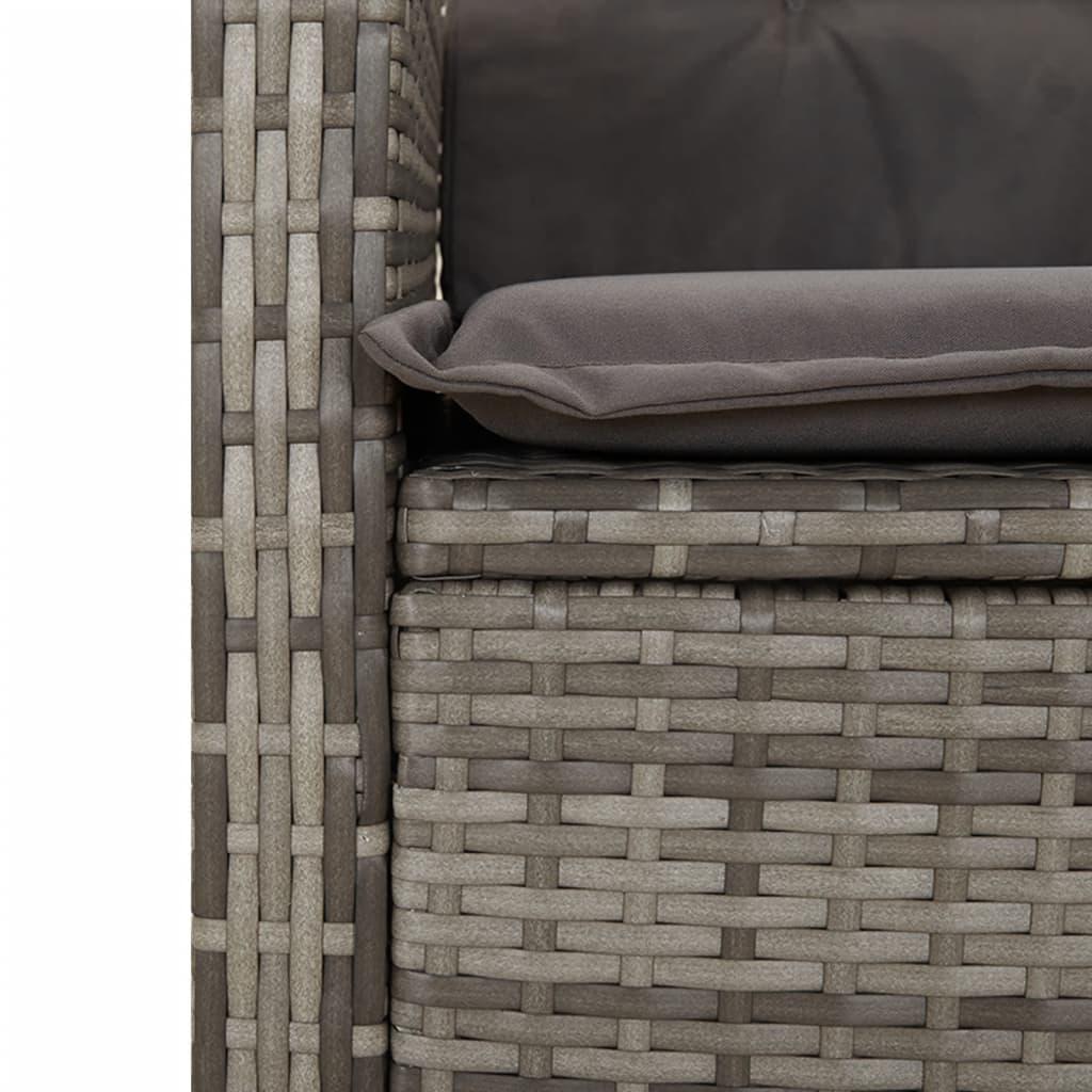 4 Piece Garden Dining Set with Cushions Grey Poly Rattan