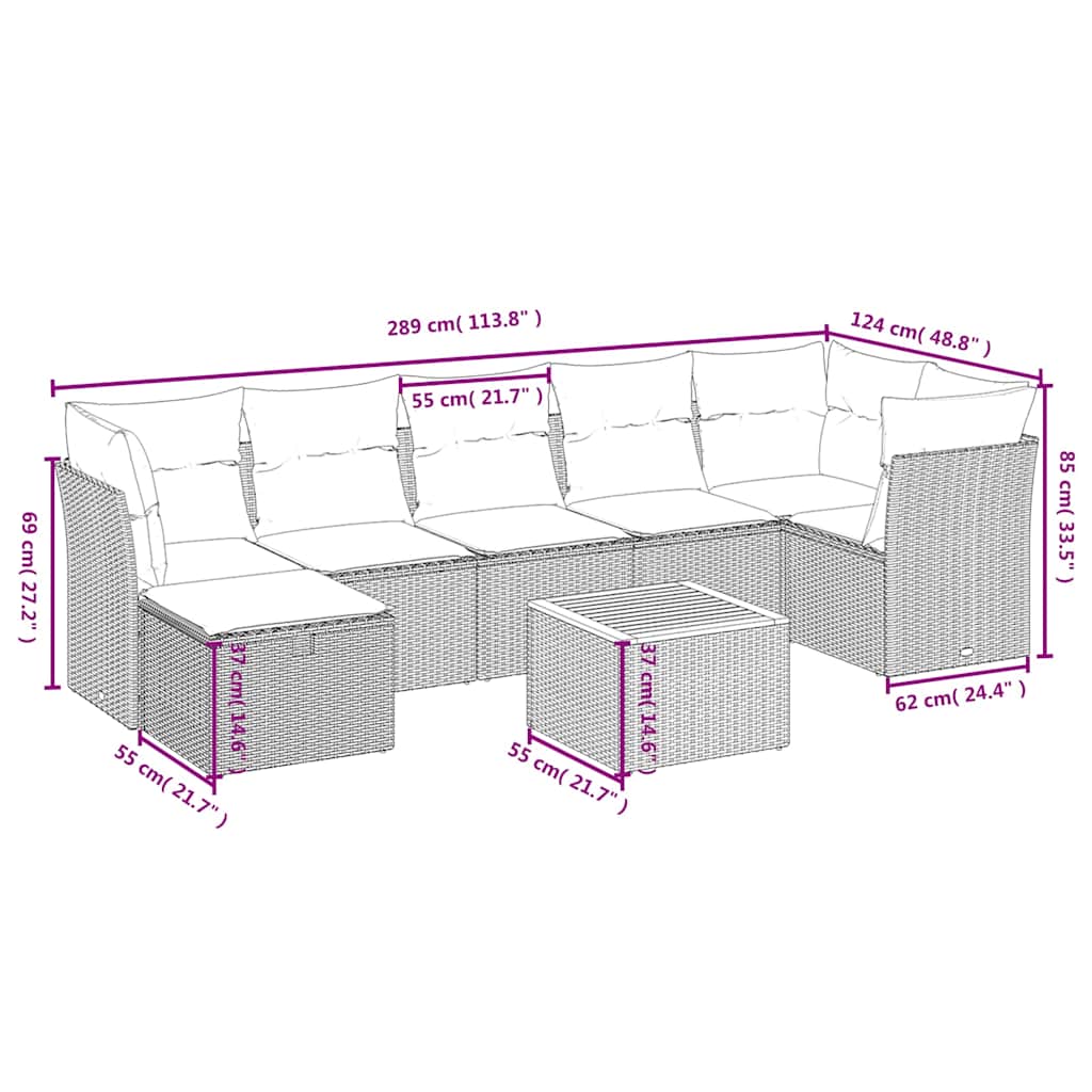9 Piece Garden Sofa Set with Cushions Black Poly Rattan
