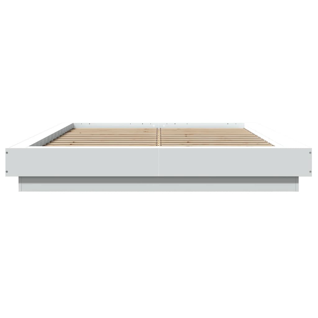 Bed Frame with LED Lights without Mattress White 135x190 cm