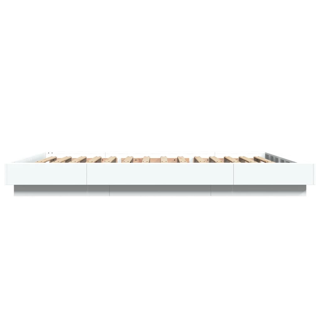 Bed Frame with LED Lights without Mattress White 135x190 cm