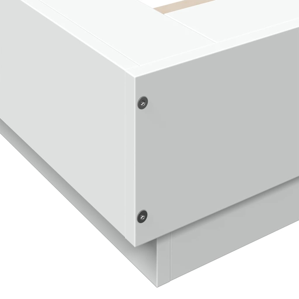 Bed Frame with LED Lights without Mattress White 135x190 cm