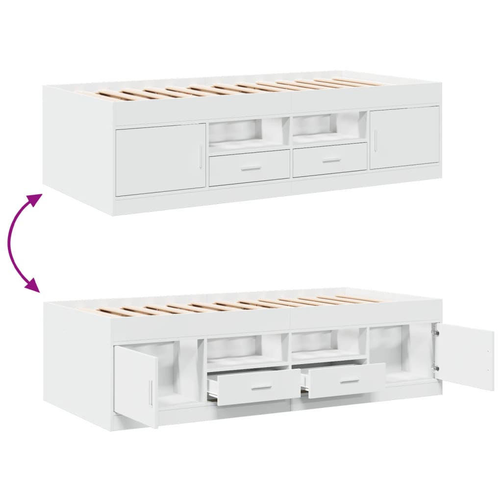 Daybed with Drawers without Mattress White 90x190 cm