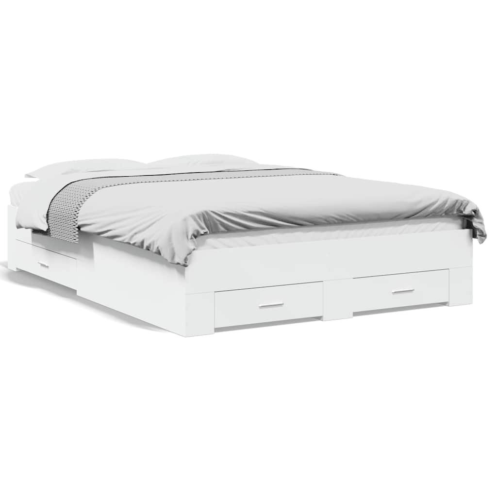 Bed Frame with Drawers without Mattress White 135x190 cm