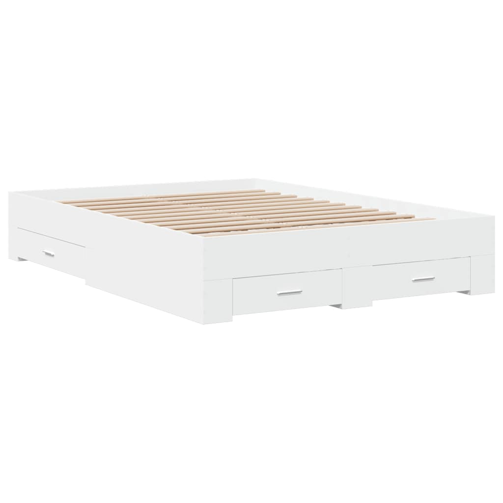 Bed Frame with Drawers without Mattress White 135x190 cm