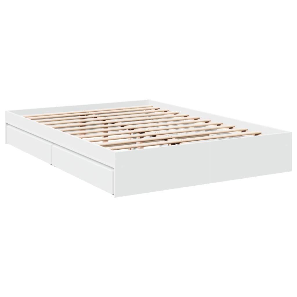 Bed Frame with Drawers without Mattress White 150x200 cm