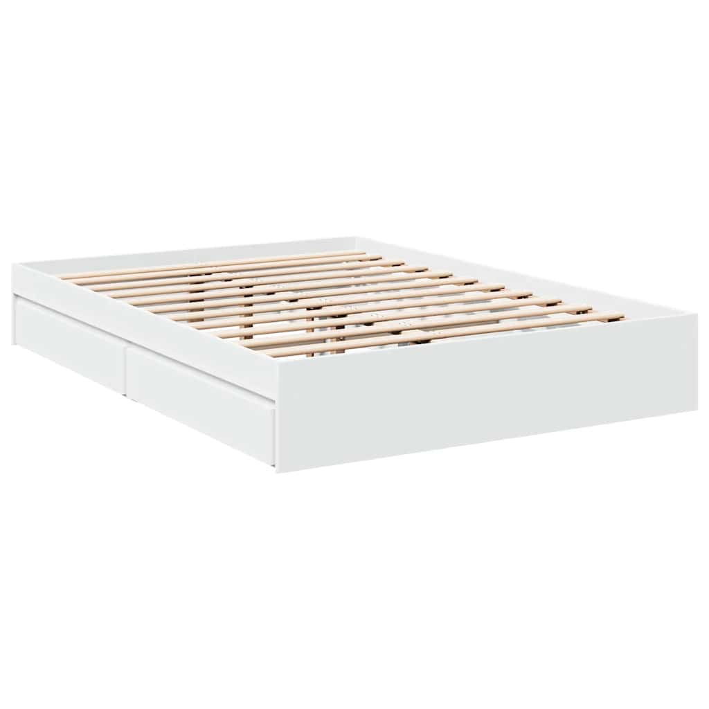 Bed Frame with Drawers without Mattress White 135x190 cm