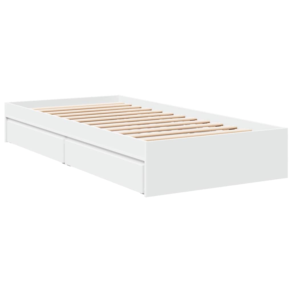 Bed Frame with Drawers without Mattress White 90x190 cm