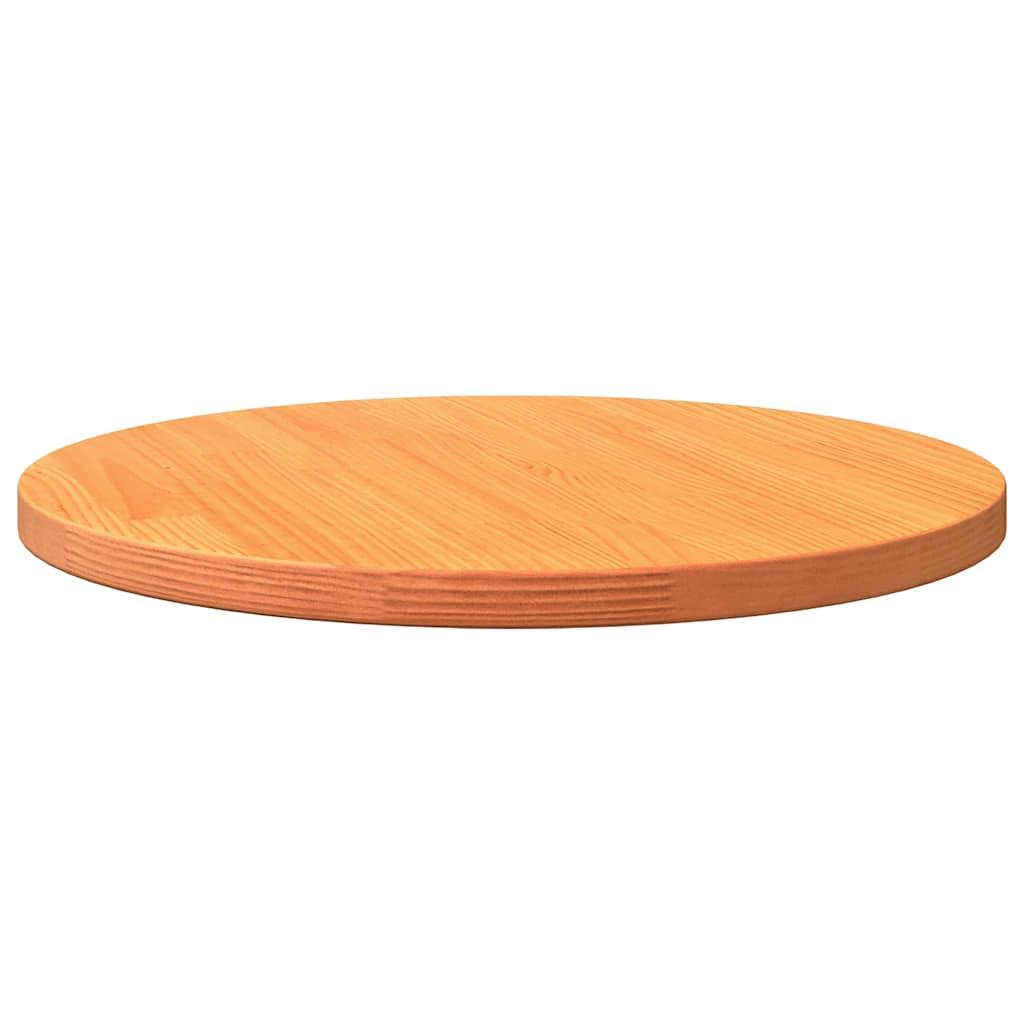 Table Top Round Wax Brown Ø60x2.5 cm Solid Wood Pine